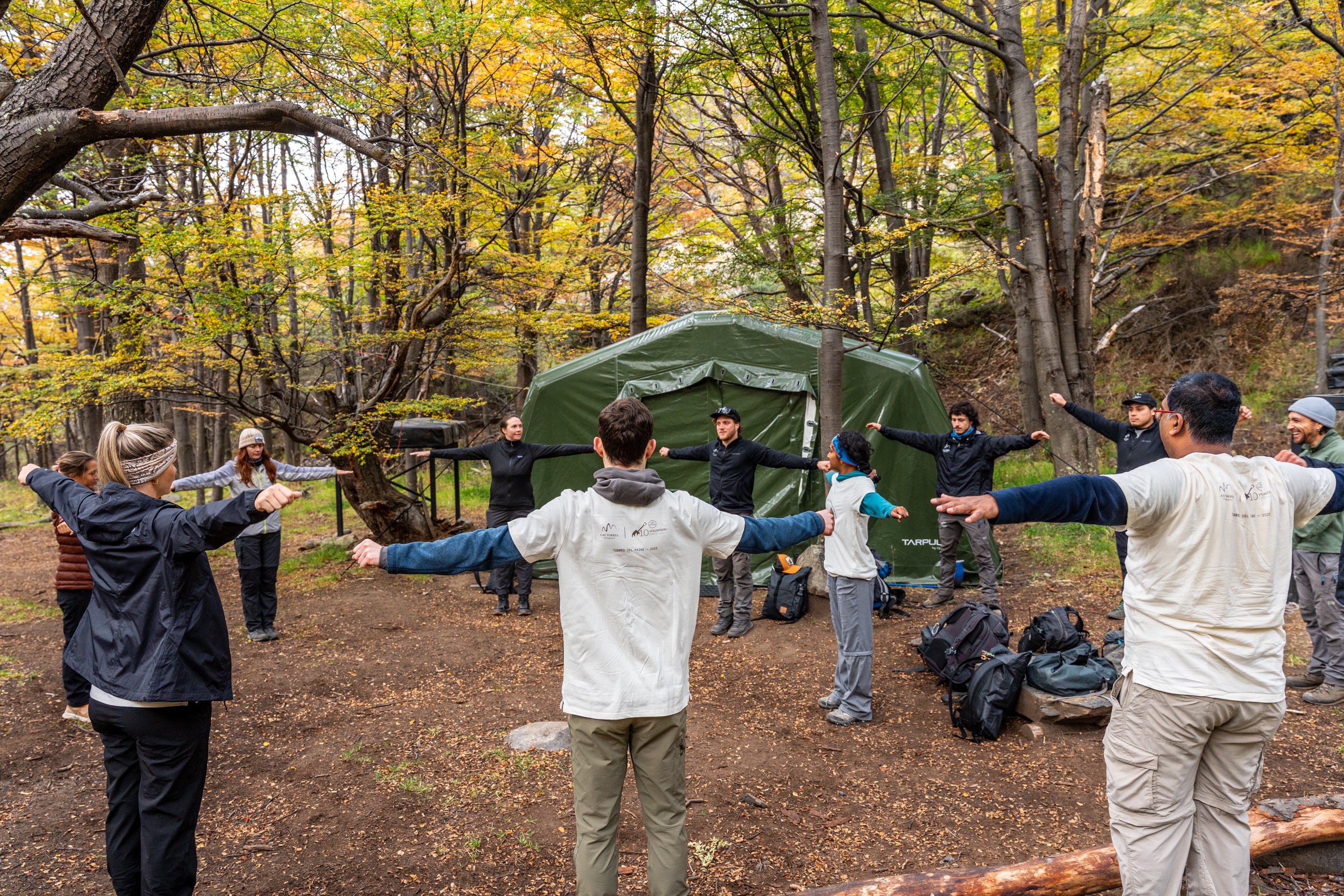 Person pausing on a forest trail, evaluating their physical condition during a preparatory hike—symbolizing self-assessment and readiness before taking on the challenging W Circuit trek in Torres del Paine.